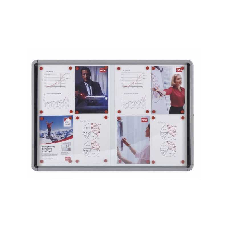 Nobo Bacheca per interni-fondo magnetico 8xA4 anta scorrevole
