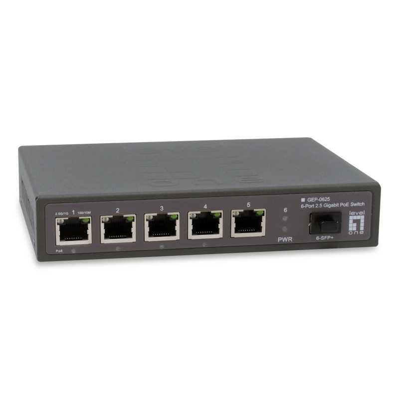 LevelOne GEP-0625 switch di rete Non gestito 2.5G Ethernet (100/1000/2500) Supporto Power over Ethernet (PoE) Nero