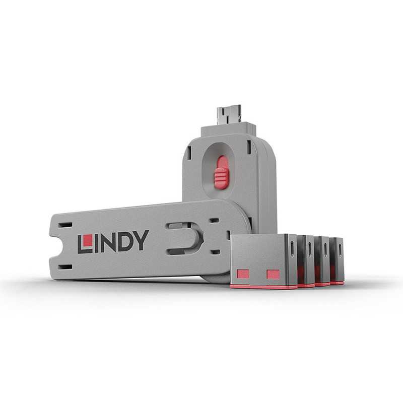 Lindy 40450 clip sicura Bloccaporte + chiave USB tipo A Rosa Acrilonitrile butadiene stirene (ABS) 5 pz Lindy 40450 clip sicura Bloccaporte + chiave USB tipo A Rosa Acrilonitrile butadiene stirene (ABS) 5 pz