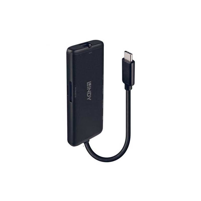 Lindy 43358 replicatore di porte e docking station per laptop Cablato USB 3.2 Gen 1 (3.1 Gen 1) Type-C Nero