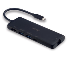 Lindy 43358 replicatore di porte e docking station per laptop Cablato USB 3.2 Gen 1 (3.1 Gen 1) Type-C Nero