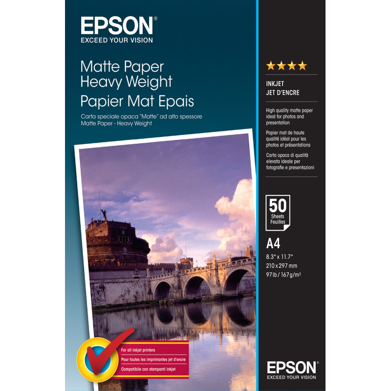 Epson Matte Paper Heavy Weight - A4 - 50 Fogli Epson Matte Paper Heavy Weight - A4 - 50 Fogli