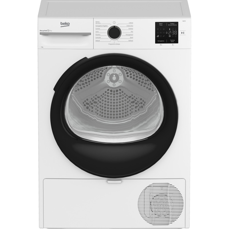 Beko BMTAM93EB 9kg, Classe D, linea estetica NX, Display digitale, colore bianco, oblò nero