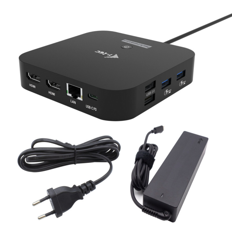 i-tec USB-C Dual HDMI Docking Station with Power Delivery 100 W + Universal Charger 100W