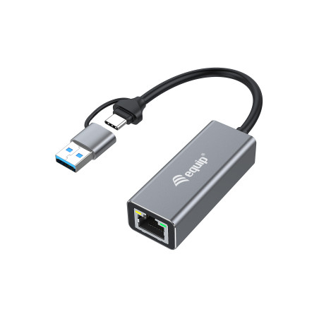 Equip Adattatore di rete da USB-C a 2,5 Gigabit Ethernet (USB-C+A)