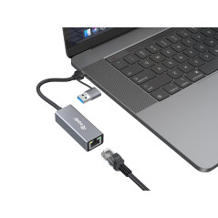 Equip Adattatore di rete da USB-C a 2,5 Gigabit Ethernet (USB-C+A)