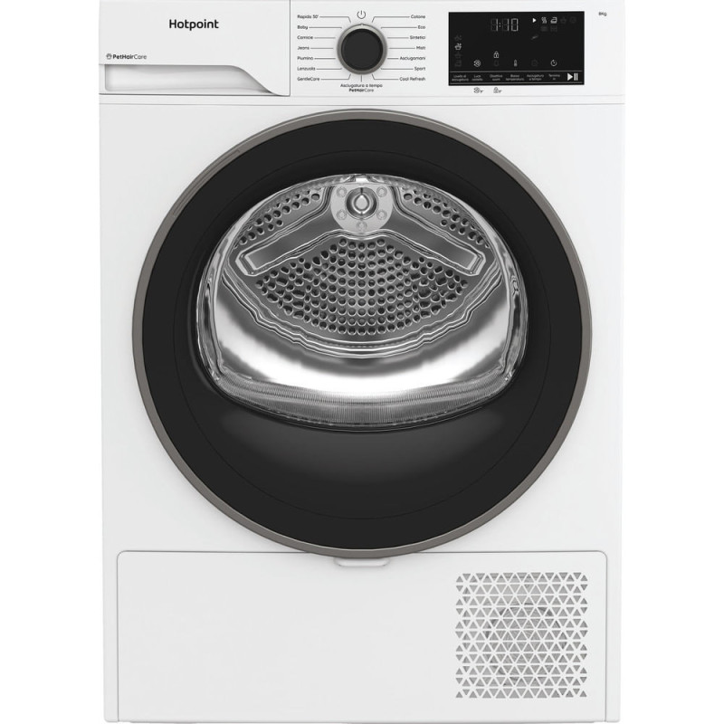 Hotpoint Ariston HPT 83D BS IT, Capacità 8kg, classe D, EasyIron, PetHair Removal | Profondità mobile 54cm