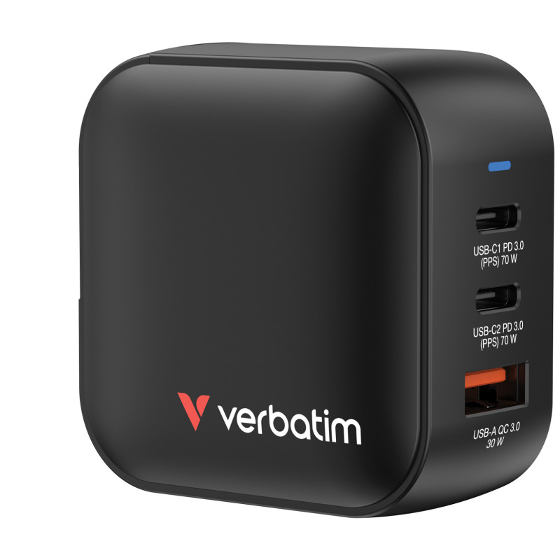 Verbatim Mini GaN Charger 70W 32229 Universale Nero AC Ricarica rapida Interno