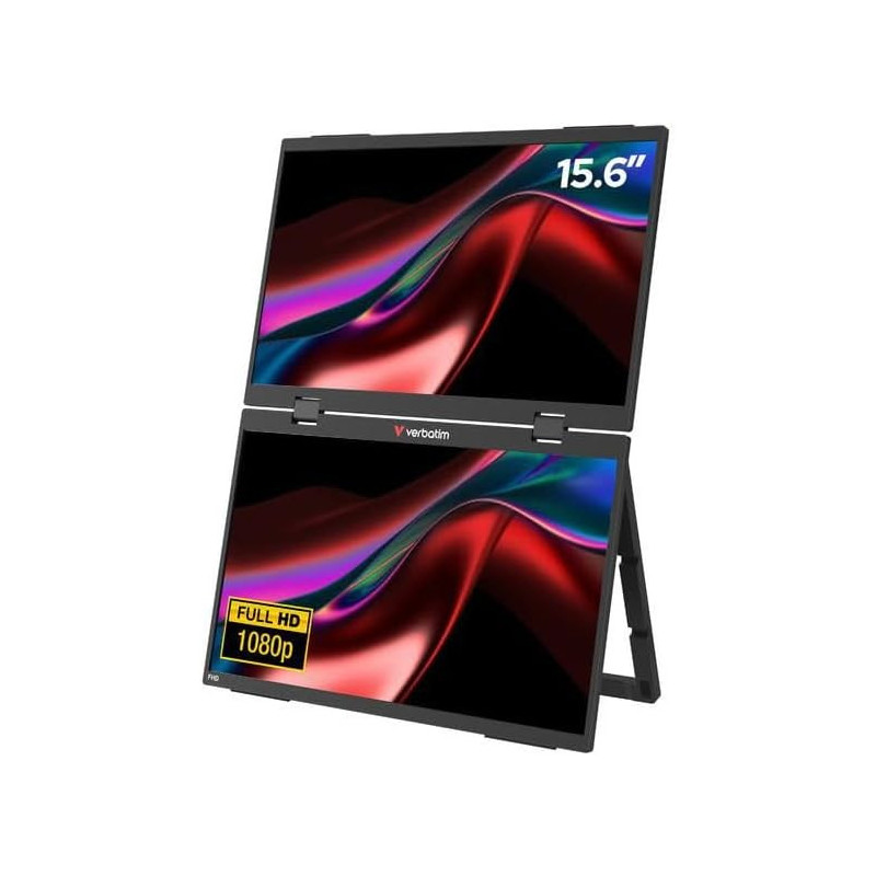 Verbatim Portable 15.6" FHD Dual Monitor Essentials Monitor portatile Nero 39,6 cm (15.6") LCD 1920 x 1080 Pixel