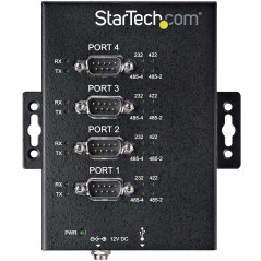 StarTech.com Hub Seriale 4 Porte da USB a RS232/RS485/RS422 -Hub Convertitore industriale da USB 2.0 a DB9 - Protezione IP30 -