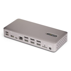 StarTech.com Docking Station USB4 per Tre Monitor, Dock USB-C Multi Display HDMI DisplayPort 4K 60Hz, Ricarica Laptop 100W,