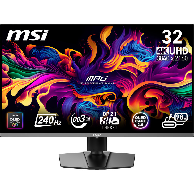 MSI MPG 322URX QD-OLED Monitor PC 80 cm (31.5") 3840 x 2160 Pixel 4K Ultra HD Nero