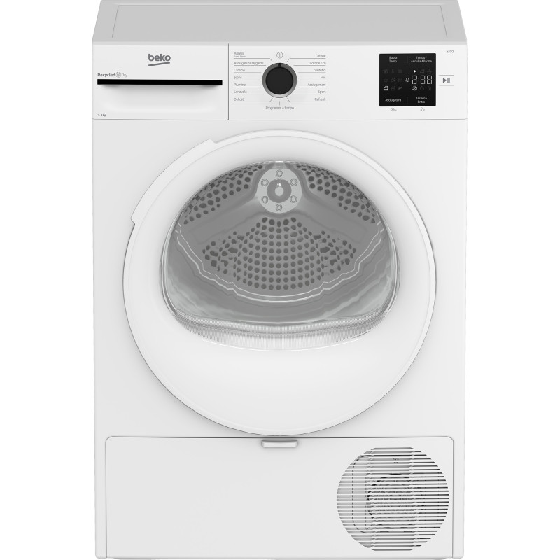Beko BMT93EW 9kg, Classe D, Linea Estetica NX, motore asincrono, Display digitale, colore Bianco, oblò Bianco