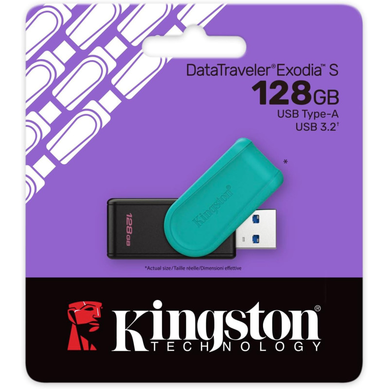 Kingston DataTraveler Exodia S Drive Flash USB - 128GB - USB 3.2 Gen 1 - USB Type A