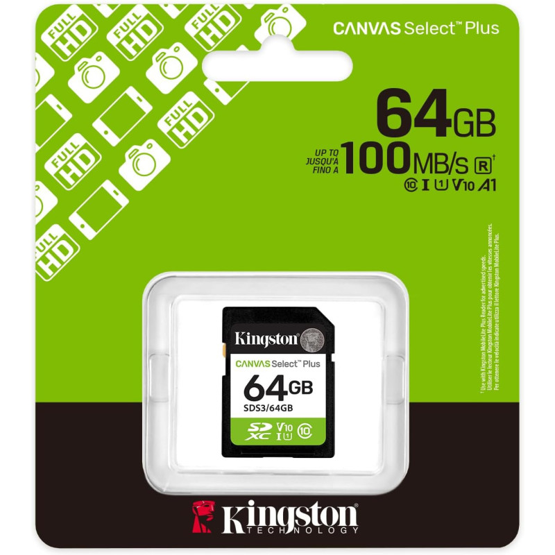 Kingston Canvas Select Plus Scheda di memoria SD 64GB
