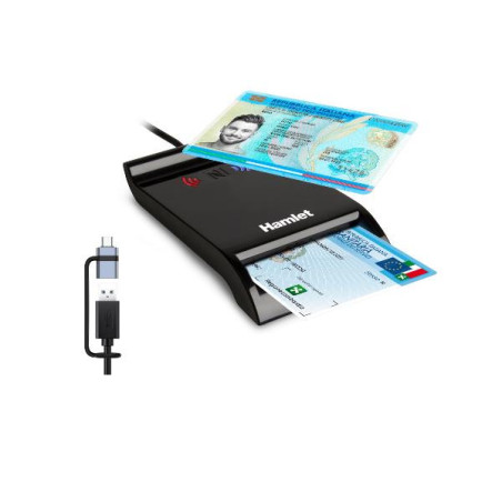 Lettore USB-A + USB-C di Smart Card a Contatto e Wireless NFC Carta Identità CIE 3.0