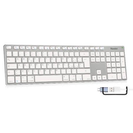 Tastiera USB in alluminio con tastierino numerico MAC compatibile + USB-C adapter