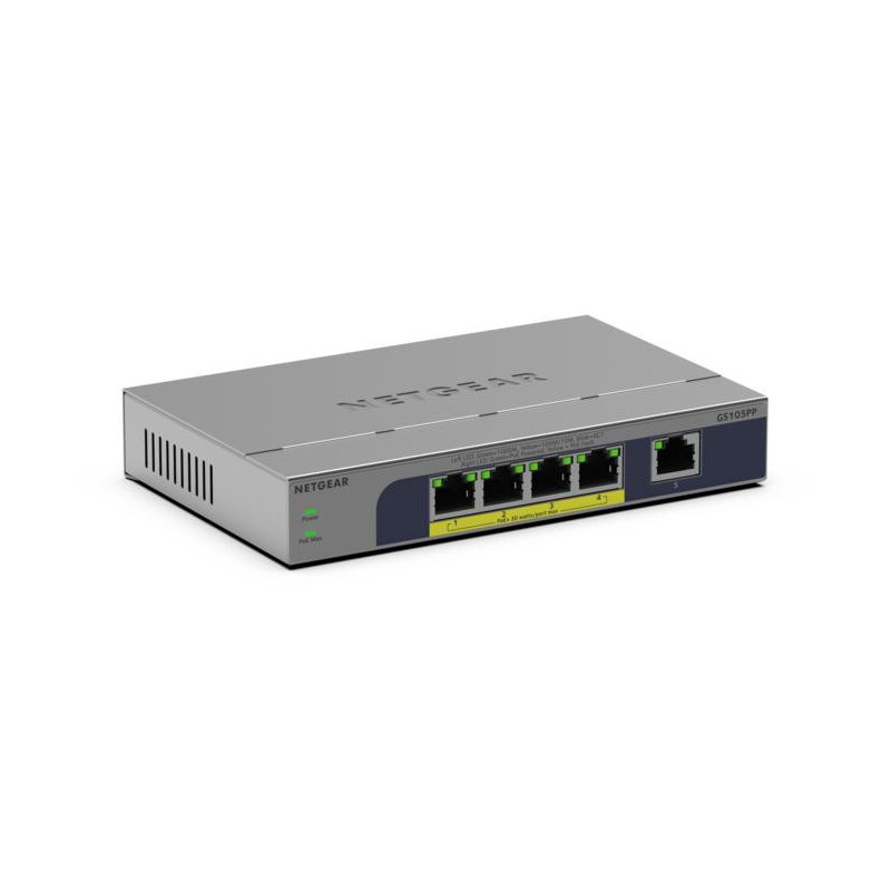 NETGEAR GS105PP Non gestito Gigabit Ethernet (10/100/1000) Supporto Power over Ethernet (PoE) Montaggio da desktop/parete Grigio