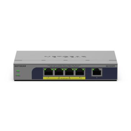 NETGEAR GS105PP Non gestito Gigabit Ethernet (10/100/1000) Supporto Power over Ethernet (PoE) Montaggio da desktop/parete Grigio