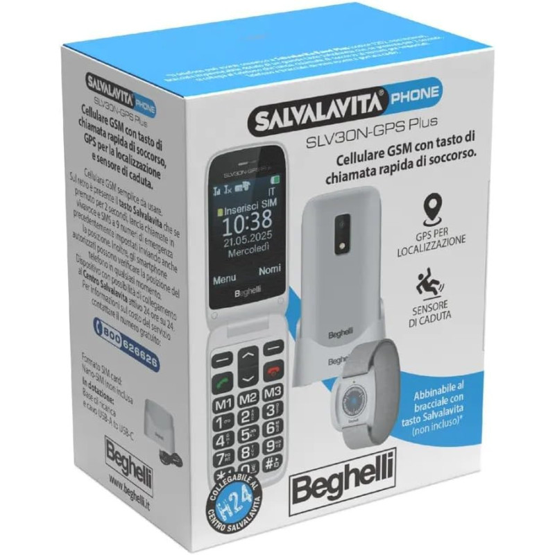 Salvalavita Phone BEGHELLI SLV30N-GPS Plus ECO, Telefono GSM Salvalavita Phone BEGHELLI SLV30N-GPS Plus ECO, Telefono GSM