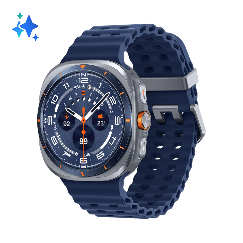 Samsung Galaxy Watch Ultra 2025 (Titanium Blue, LTE, 47mm) Smartwatch Galaxy AI, Design resistente agli urti, Batteria a lunga