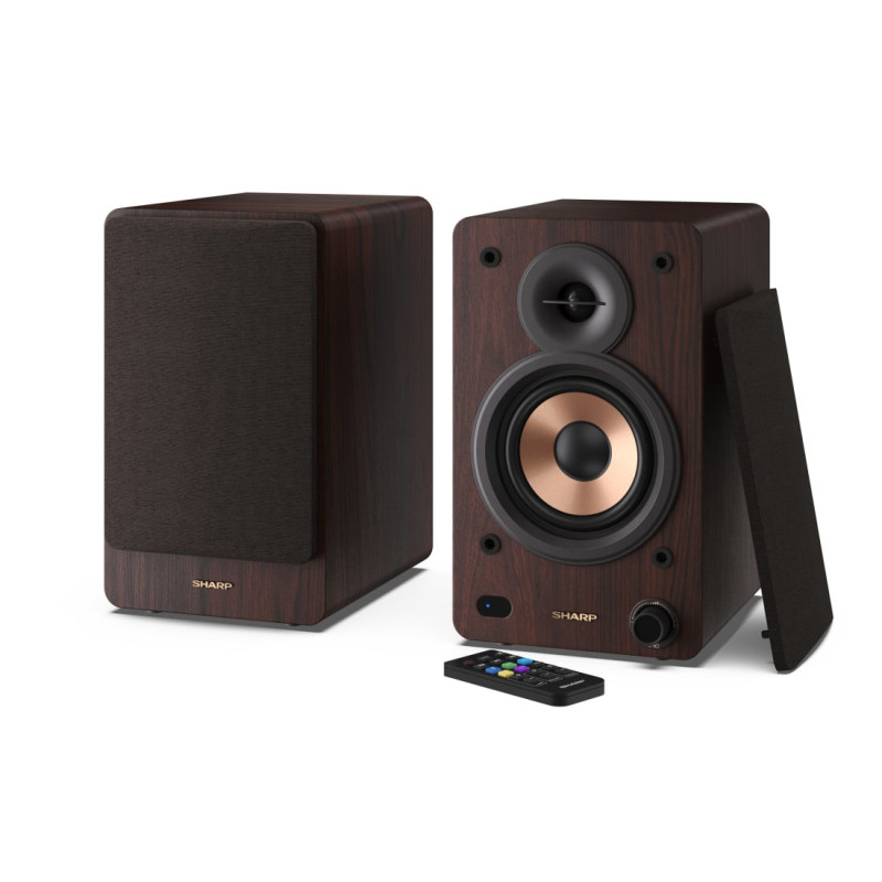 Sharp BOOKSHELF SPEAKERS 2-vie Marrone Con cavo e senza cavo 60 W