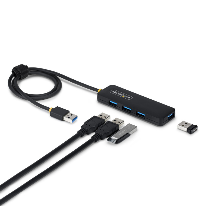 StarTech.com Hub USB-A a 4 Porte, Alimentato da BUS, Mini Hub USB 5Gbps per Laptop/Descktop con 4 Porte USB-A e Cavo Integrato