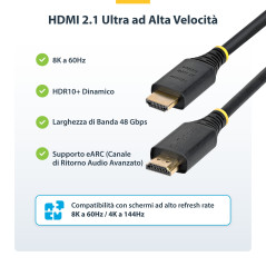 StarTech.com Cavo HDMI 2.1 8K da 4m, Cavo HDMI Certificato ad Altissima Velocità 48 Gbps, 8K 60Hz   4K 120Hz HDR10+   eARC Cavo