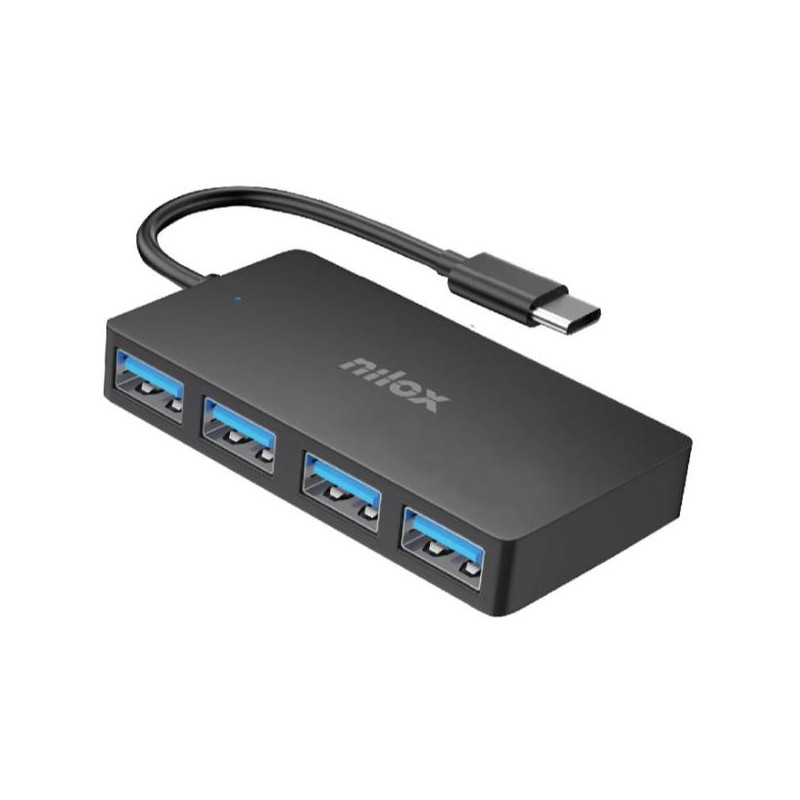 Nilox NXHUBUSC04 hub di interfaccia USB 3.2 Gen 1 (3.1 Gen 1) Type-A 5000 Mbit/s Nero Nilox NXHUBUSC04 hub di interfaccia USB 3.2 Gen 1 (3.1 Gen 1) Type-A 5000 Mbit/s Nero