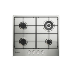 Indesit THP 642 W IX I 1 piano gas inox 60cm 4 fuochi bruciatore doppia corona griglie smaltate