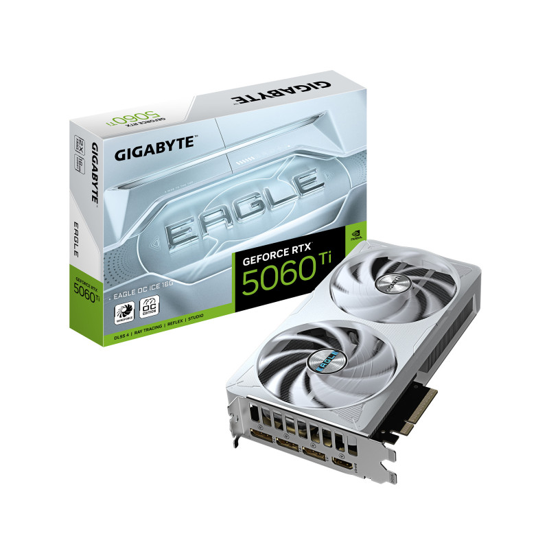 GIGABYTE GeForce RTX 5060 Ti EAGLE OC ICE 16G Scheda Grafica – 16 GB GDDR7, 128 bit, PCI-E 5.0, 2617 MHz Frequenza del core, 3 GIGABYTE GeForce RTX 5060 Ti EAGLE OC ICE 16G Scheda Grafica – 16 GB GDDR7, 128 bit, PCI-E 5.0, 2617 MHz Frequenza del core, 3