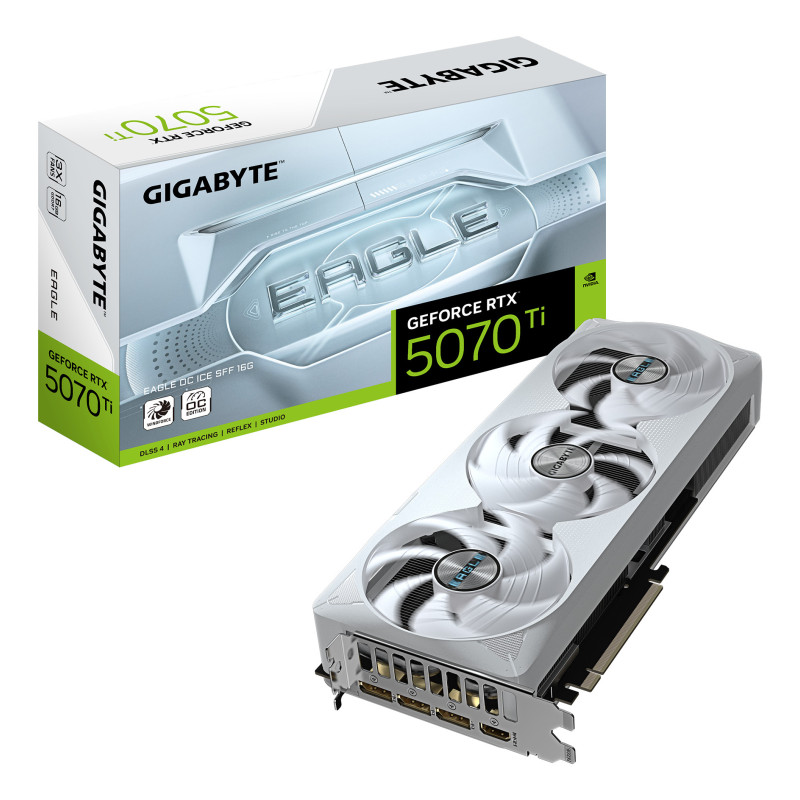 GIGABYTE GeForce RTX 5070 Ti EAGLE OC ICE SFF 16G Scheda Grafica - 16GB GDDR7, 256 bit, PCI-E 5.0, 2542 MHz Core Clock, 3 x DP GIGABYTE GeForce RTX 5070 Ti EAGLE OC ICE SFF 16G Scheda Grafica - 16GB GDDR7, 256 bit, PCI-E 5.0, 2542 MHz Core Clock, 3 x DP