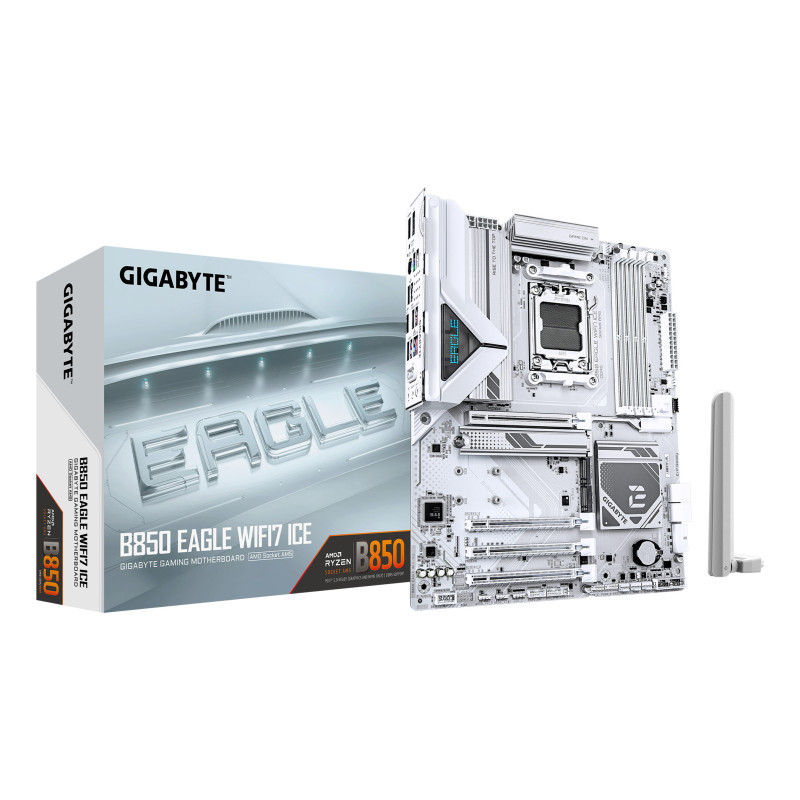 GIGABYTE B850 EAGLE WIFI7 ICE Scheda madre - CPU AMD Ryzen serie 9000, VRM digitale a 8+2+2 fasi, fino a 8200 MHz DDR5 (O.C.), GIGABYTE B850 EAGLE WIFI7 ICE Scheda madre - CPU AMD Ryzen serie 9000, VRM digitale a 8+2+2 fasi, fino a 8200 MHz DDR5 (O.C.),