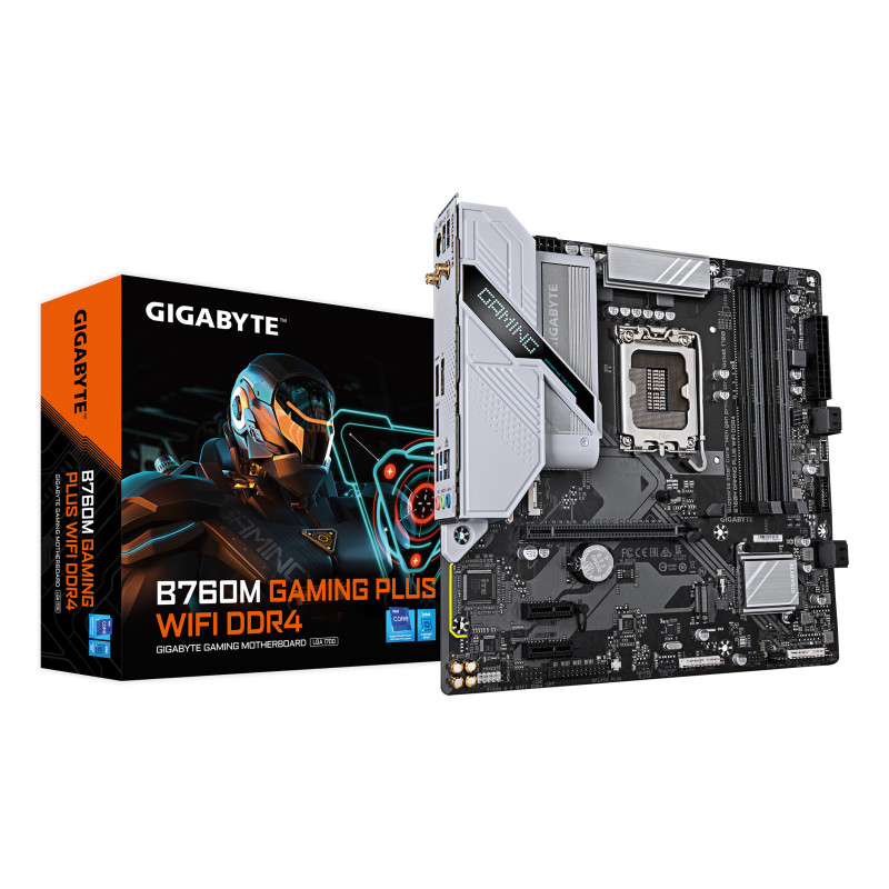 GIGABYTE B760M GAMING PLUS WIFI DDR4 Scheda madre - Supporta CPU Intel Core di 14a generazione, VRM a 4+1+1 fasi, fino a 5333 GIGABYTE B760M GAMING PLUS WIFI DDR4 Scheda madre - Supporta CPU Intel Core di 14a generazione, VRM a 4+1+1 fasi, fino a 5333