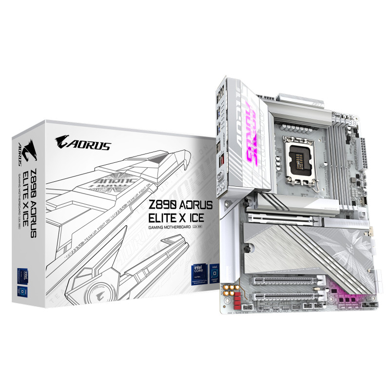 GIGABYTE Z890 AORUS ELITE X ICE Scheda Madre - Supporta CPU Intel Core Ultra (Serie 2), VRM a 16+1+2 fasi, fino a 9500MHz DDR5 GIGABYTE Z890 AORUS ELITE X ICE Scheda Madre - Supporta CPU Intel Core Ultra (Serie 2), VRM a 16+1+2 fasi, fino a 9500MHz DDR5