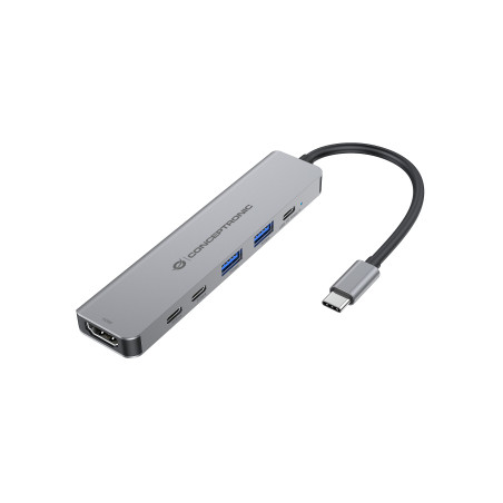 Conceptronic DONN33G replicatore di porte e docking station per laptop Cablato USB 3.2 Gen 1 (3.1 Gen 1) Type-C Argento