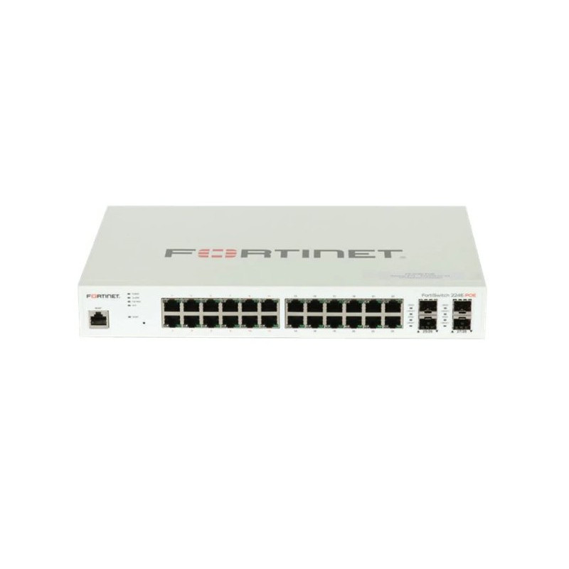 Fortinet FortiSwitch 224E-POE Gestito L2/L3 Gigabit Ethernet (10/100/1000) Supporto Power over Ethernet (PoE) 1U Bianco Fortinet FortiSwitch 224E-POE Gestito L2/L3 Gigabit Ethernet (10/100/1000) Supporto Power over Ethernet (PoE) 1U Bianco