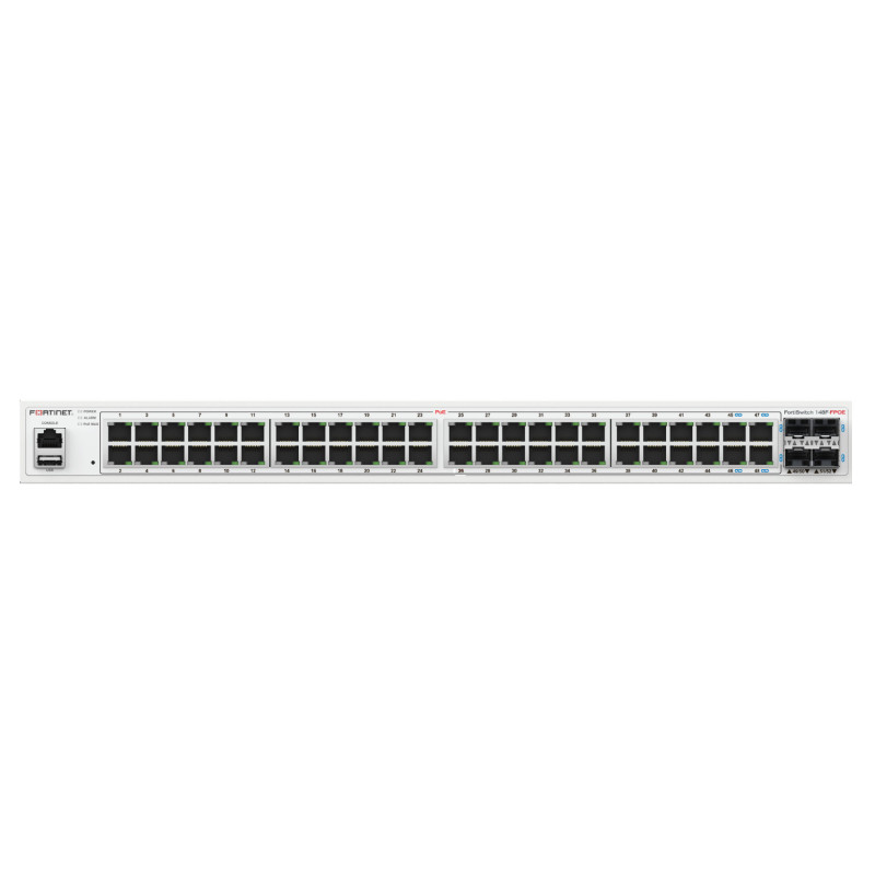 Fortinet FS-148F-FPOE switch di rete L2 Gigabit Ethernet (10/100/1000) Supporto Power over Ethernet (PoE) 1U Bianco