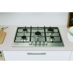Indesit THP 752 IX I 1 piano gas inox 75cm 5 fuochi griglie smaltate