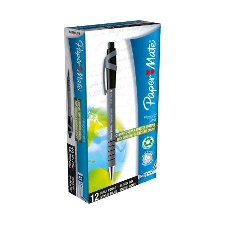 Papermate FlexGrip Ultra RT Nero Penna a sfera retrattile a clip Medio 12 pz