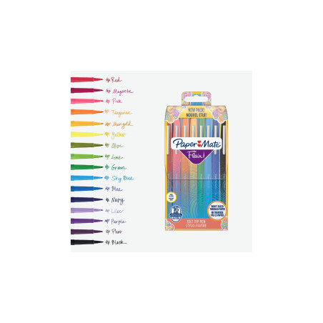 Papermate Flair marcatore Medio Multicolore 16 pz