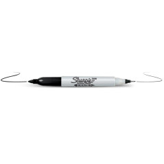 Sharpie Twin Tip marcatore permanente Punta sottile Nero 12 pz