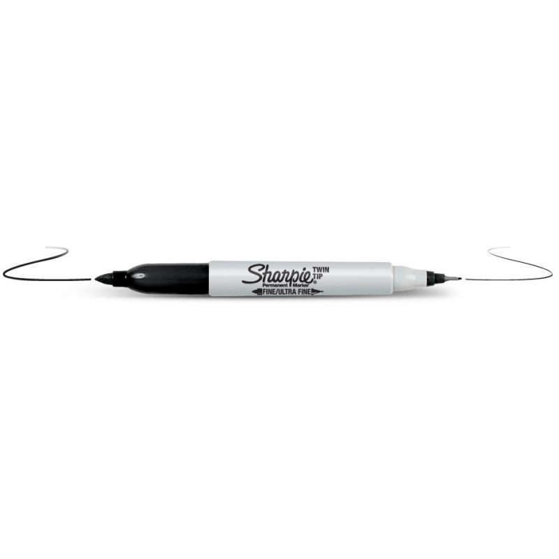 Sharpie Twin Tip marcatore permanente Punta sottile Nero 12 pz