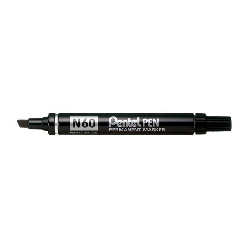 Pentel N 60 marcatore permanente Punta smussata Nero 12 pz