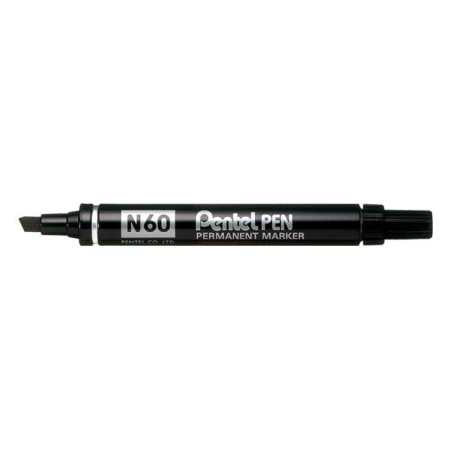 Pentel N 60 marcatore permanente Punta smussata Nero 12 pz