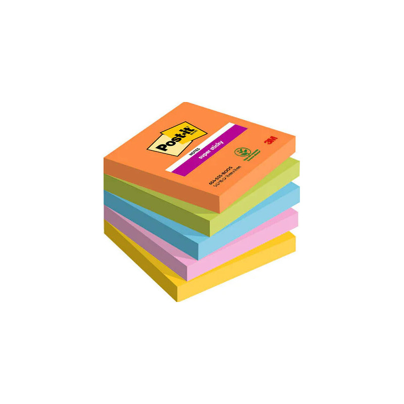 Post-It 7100258933 pouch autoadesiva Quadrato Blu, Verde, Arancione, Rosa, Giallo 90 fogli Autoadesivo