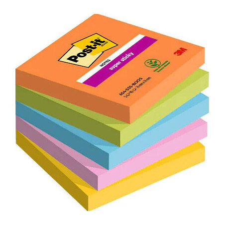 Post-It 7100258933 pouch autoadesiva Quadrato Blu, Verde, Arancione, Rosa, Giallo 90 fogli Autoadesivo