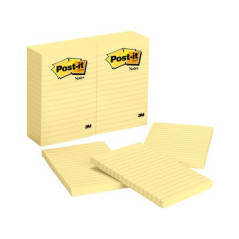 Post-It Notes, 4 in x 6 in, Canary Yellow, Lined, 12 Pads Pack pouch autoadesiva Giallo 100 fogli Autoadesivo