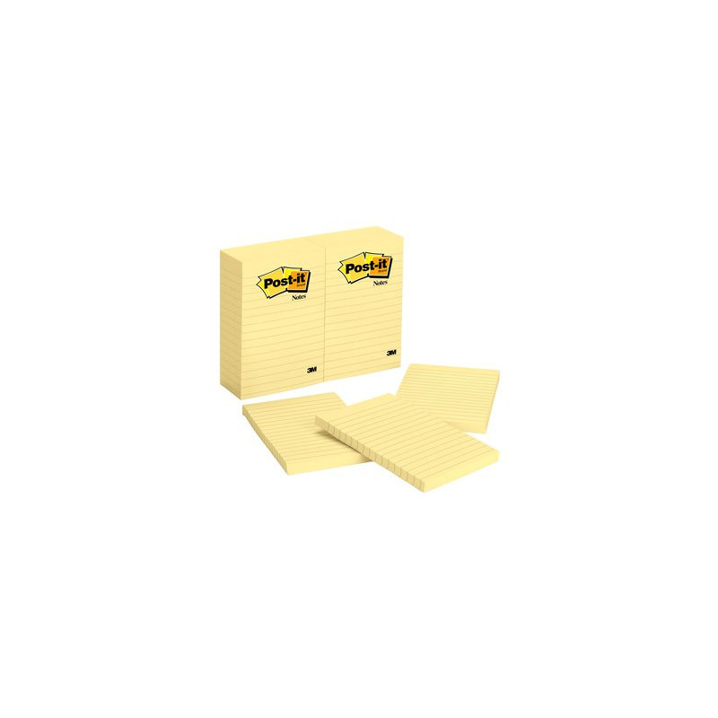 Post-It Notes, 4 in x 6 in, Canary Yellow, Lined, 12 Pads/Pack pouch autoadesiva Giallo 100 fogli Autoadesivo