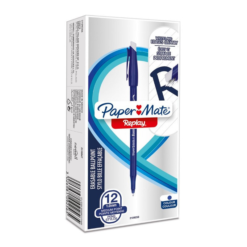 Papermate Replay Blu Penna a sfera Medio 12 pz